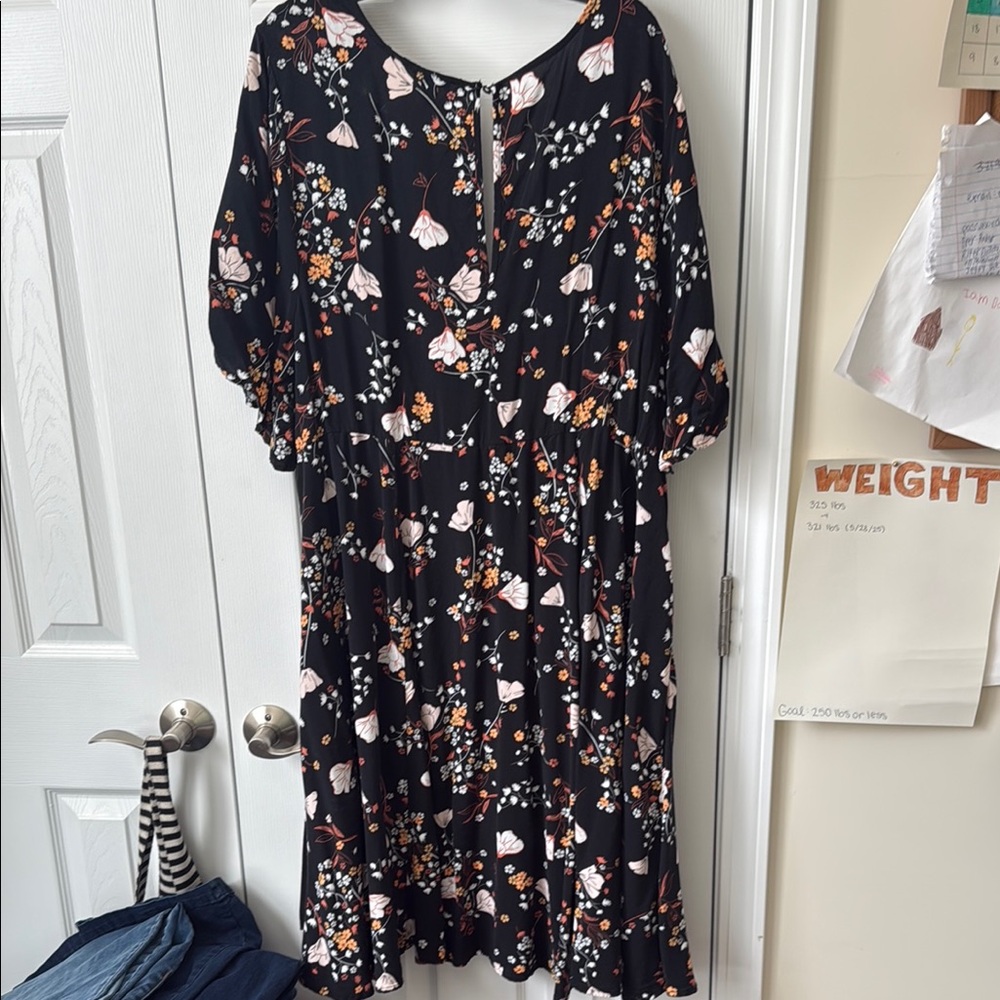 Torrid Black and Pink Floral Midi Dress - Picture 9 of 9